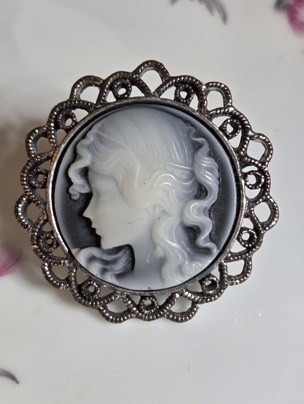 Left-facing Black & White Cameo Statement Ring